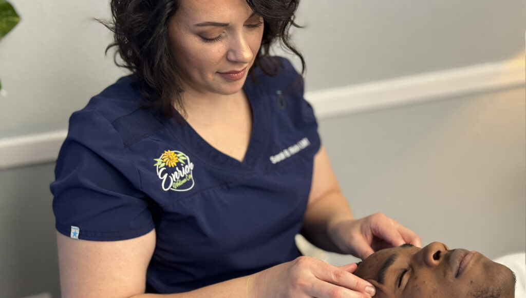 massage therapist in Harker Heights Sarah B. Rich performs facial massage